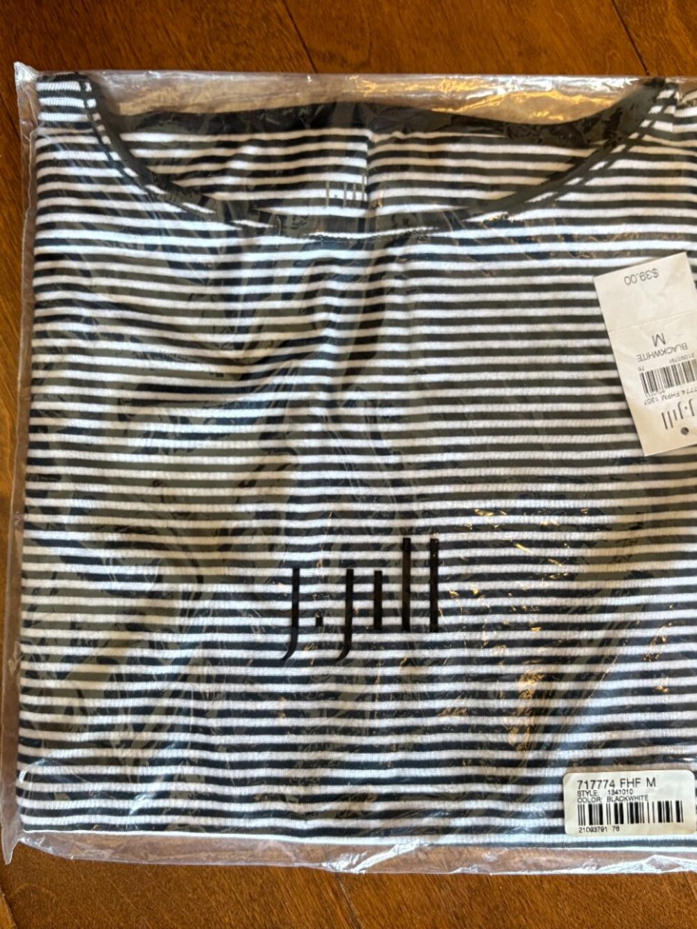 J Jill Women's Tank Top, Size Medium, Black & White Striped
